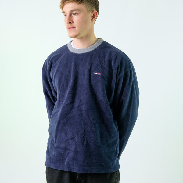 Navy Blue 90s Tommy Hilfiger Fleece (XL)
